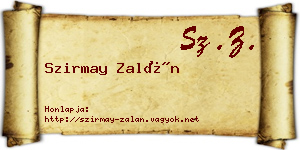 Szirmay Zalán névjegykártya