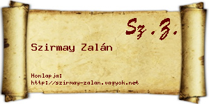 Szirmay Zalán névjegykártya